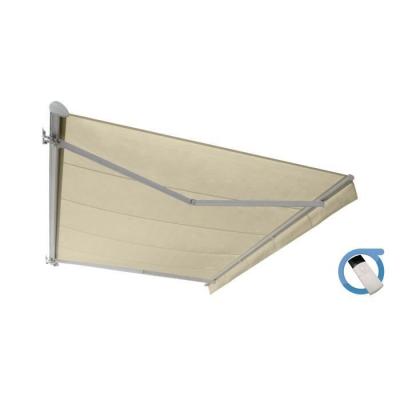 OMBRAZUR Store banne Semi-coffre COVER Blanc 5x3m Motoris&eacute; &agrave;&nbsp; t&eacute;l&eacute;commande - Toile Ecrue