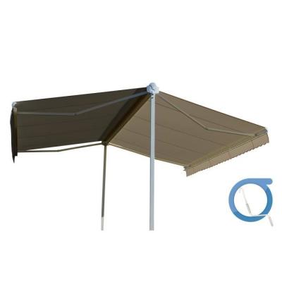 OMBRAZUR Store double pente GARDEN Blanc 4mx3mx2 Manuel - Toile Taupe 