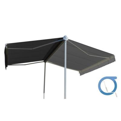 OMBRAZUR Store double pente GARDEN Blanc 6mx3mx2 Manuel - Toile Grise Anthracite