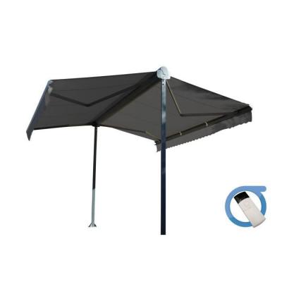 OMBRAZUR Store double pente GARDEN Gris Anthracite 4mx3mx2 Motoris&eacute; &agrave;&nbsp; t&eacute;l&eacute;commande - Toile Grise Anthracite 