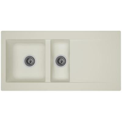 STRADOUR  Evier cuisine &agrave; encastrer 15 bac + 1 &eacute;gouttoir Einna - R&eacute;sine - 100 x 50 cm - Blanc 