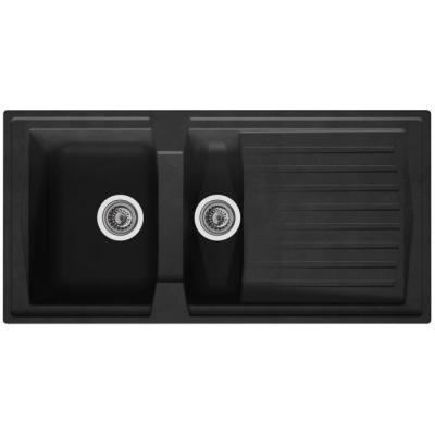 STRADOUR  Evier cuisine &agrave; encastrer 15 bac + 1 &eacute;gouttoir Arena - R&eacute;sine - 100 x 50 cm - Noir 