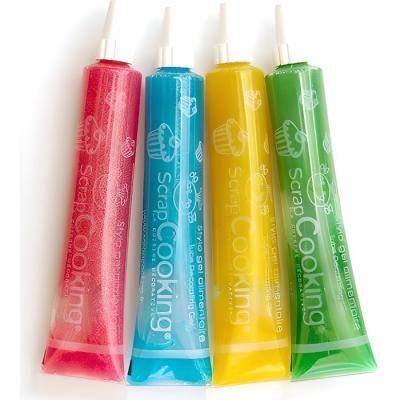SCRAPCOOKING Stylos gels alimentaires paillet&eacute;s bleu-rose-jaune-vert