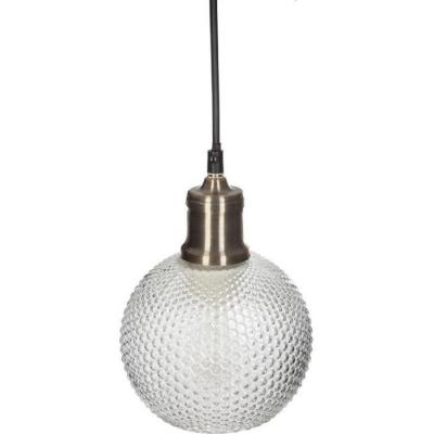 ATMOSPHERA CREATEUR D INTERIEUR Suspension boule en verre stri&eacute;&nbsp;- &Oslash; 15 x H 19 cm - Transparent
