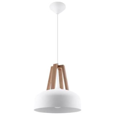 SOLLUX LIGHTING Suspension casco acier/bois/plastique blanc/bois naturel 1 ampoule