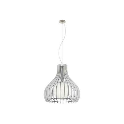 EGLO Suspension TINDORI 1 ampoule nickel satin&eacute; Diam&egrave;tre 50 Cm abat jour blanc