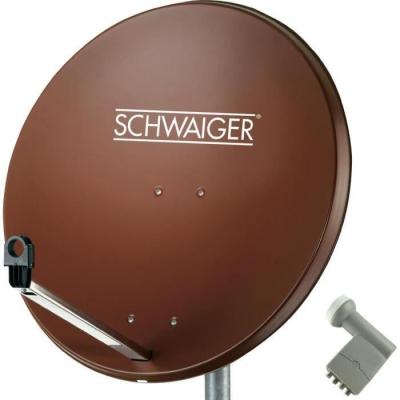 SCHWAIGER Syst&egrave;me SAT Parabole 80 cm + Quad LNB  rouge brique 