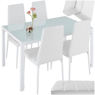 TECTAKE  ensemble table + 4 chaises - blanc 402838