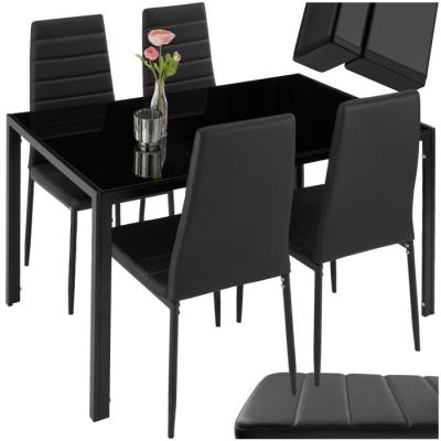 TECTAKE  ensemble table + 4 chaises - noir 402837