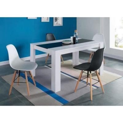 DAMIA Table de s&eacute;jour 140 x 90cm noir/blanc
