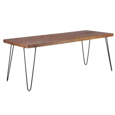 Table &agrave; manger 200x80x76 cm en sheesham et m&eacute;tal - SURATE 
