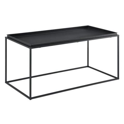 Table basse &agrave; plateau large en m&eacute;tal 100 cm noir mat 03_0006129