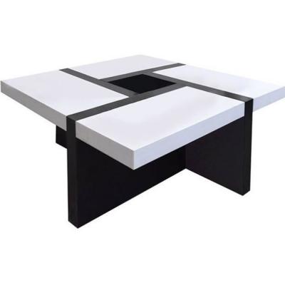 Mobili Rebecca Table Basse Carre Bois Noir Blanc Design Contemporain 35x80x80