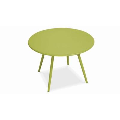 OVIALA Palavas - Table basse de jardin ronde en m&eacute;tal vert 50 cm - Vert