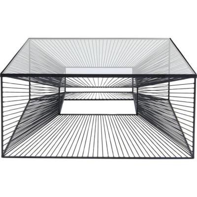 Table basse Design 80x80cm en Verre et Acier Tremp&eacute; Noir RAIGNE