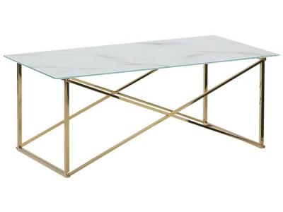 Beliani - Table basse effet marbre blanc structure dor&eacute;e EMPORIA