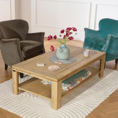 Enzo - table basse style moderne en bois, &eacute;tag&egrave;re basse