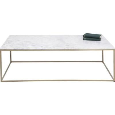 Table basse en marbre composite blanc et acier dor&eacute;