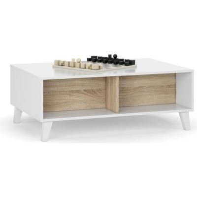 Table basse relevable kira couleur ch&ecirc;ne/blanc, 100 cm largeur T21918