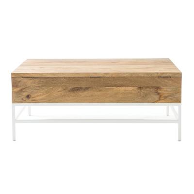 Miliboo - Table basse relevable manguier et m&eacute;tal blanc BOHO