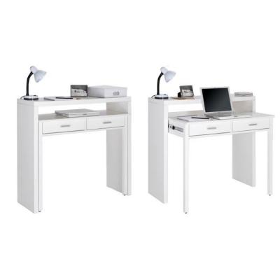 Bureau extensible pour ordinateur, 2 tiroirs, blanc. Comfort