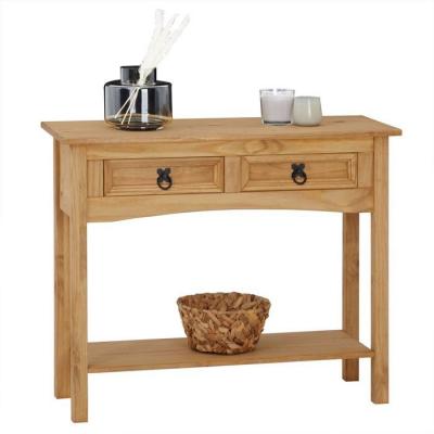 Table console en pin SALSA style mexicain, avec 2 tiroirs