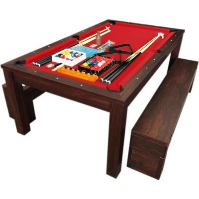 SIMBA Table de billard convertible en table &agrave; manger - RICH ROUGE - 184 cm x 92 cm - Bois 