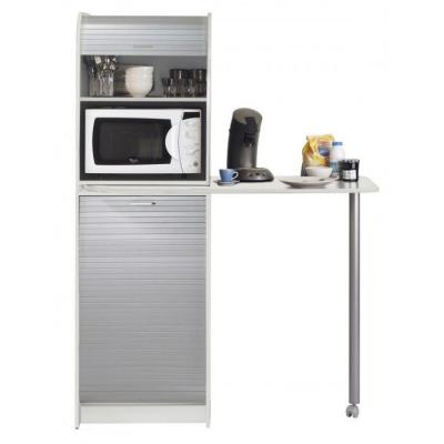 Table de cuisine et meuble de rangement blanc alu SNACK269BLA