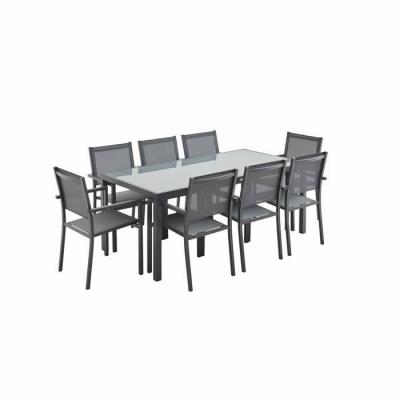 SWEEEK Table de jardin Capua -  - 8 places alu/textil&egrave;ne - Gris anthracite