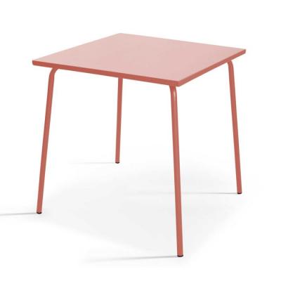 OVIALA Palavas - Table de jardin carr&eacute;e en m&eacute;tal argile 70cm - Rose