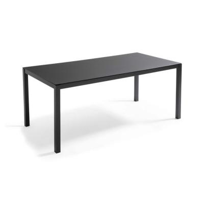 OVIALA Table de jardin - 180 x 90 x 73 cm - Aluminium -  - Noir