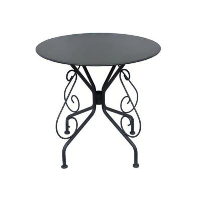MYLIA Table de jardin en m&eacute;tal fa&ccedil;on fer forg&eacute; - Anthracite - GUERMANTES