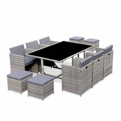 SWEEEK Ensemble de jardin 6-10 places nuances de gris