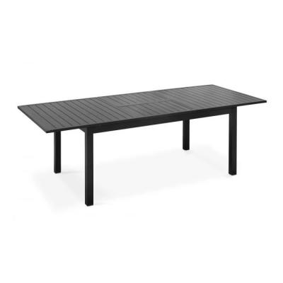 OVIALA Table de jardin extensible en aluminium noir (174/238 x 100 x 74 cm)