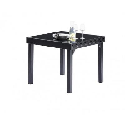 BERAH GETAH Table de jardin extensible en aluminium noir 4/8 places MODULO