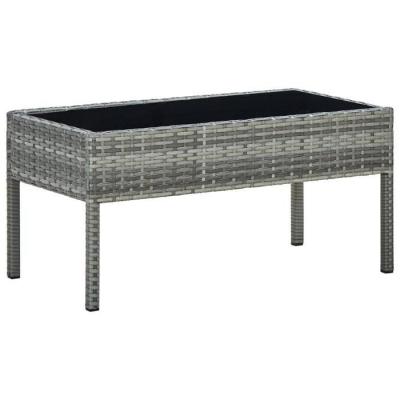 VIDAXL Table de jardin gris 75x40x37 cm r&eacute;sine tress&eacute;e