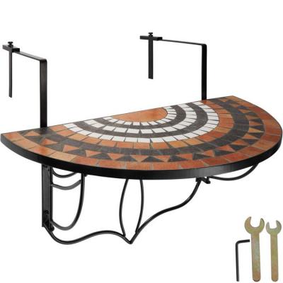 TECTAKE  Table de balcon rabattable 75 x 65 x 62 cm - terracotta/blanc