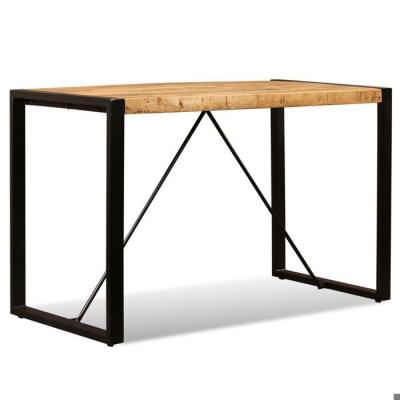 Table de salon salle &agrave; manger design bois de manguier massif 120 cm