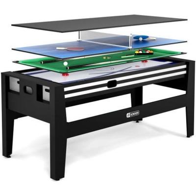 SOKKER Table multi jeux 4 en 1 GLADIATEUR Air Hockey, Billard, Ping Pong, Plateau - avec Accessoires