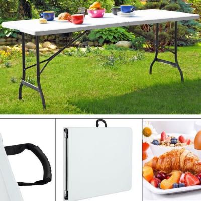 CASARIA Table pliante en plastique blanche pour jardin/camping - 183 x 76 x 74 cm