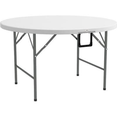 OUTSUNNY Table pliante table de camping pliable table de jardin &Oslash; 122 x 73H cm poign&eacute;e acier &eacute;poxy HDPE blanc 