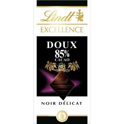 LINDT  4 Tablettes Excellence Chocolat Noir 85% Cacao doux 4x100g T.U