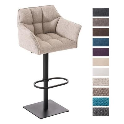 CLP - Tabouret de bar Damaso en Tissu ivoire M&eacute;tal noir mat