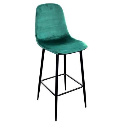 Tabouret de bar en velours vintage Inoui - H. 108 cm - Vert &eacute;meraude