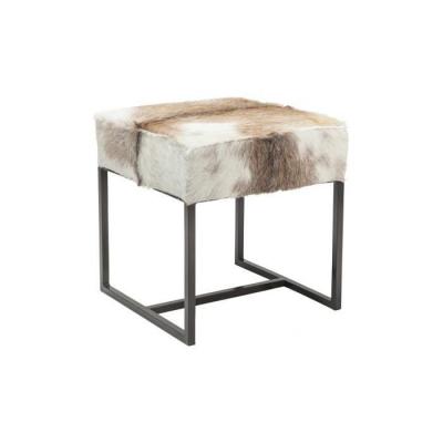 KARE DESIGN Kare Hocker Tabouret Country Life, Tissu, Beige/Gris/Blanc, 45 x 45 x 45 cm