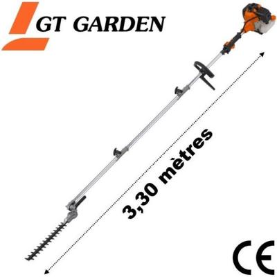 GT GARDEN Taille-haies thermique sur perche, 52 cm3, 3 CV, longueur 3.30 m&egrave;tres