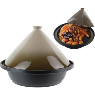 GENERIQUE Plat &agrave; Tajines - Induction - 30 cm - Base en fonte - Couvercle en c&eacute;ramique - Anti-adh&eacute;sif 