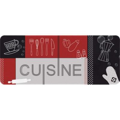 ID MAT  Decor Cuisine Rouge Noir, Fibres Synth&eacute;tiques Gris, 50 x 120
