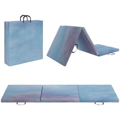 HOMCOM Tapis de sol gymnastique Fitness pliable portable rembourrage mousse 5 cm dim. 1,8L x 0,6l m rev&ecirc;tement synth&eacute;tique bleu