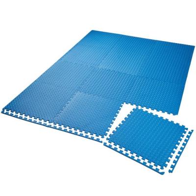 TECTAKE Ensemble de 12 Dalles Carr&eacute;es EVA - Tapis de sol, Sport - bleu